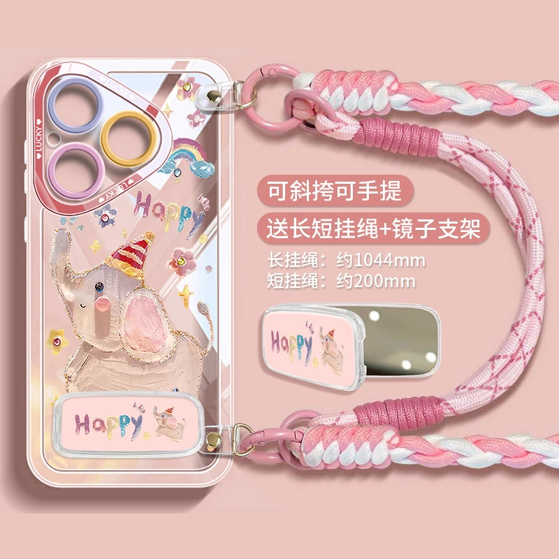 适用华为pura80手机壳镜子支架pura70pro十背带斜挎挂绳p80全包