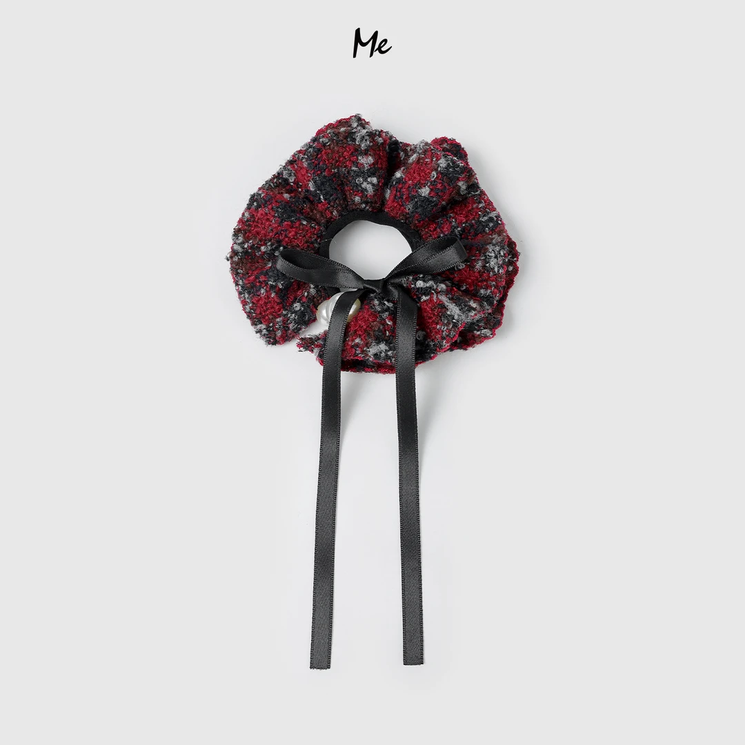 ME【彩带珍珠发圈】定制粗花呢手缝贝珠百搭时尚休闲发圈MESA5996