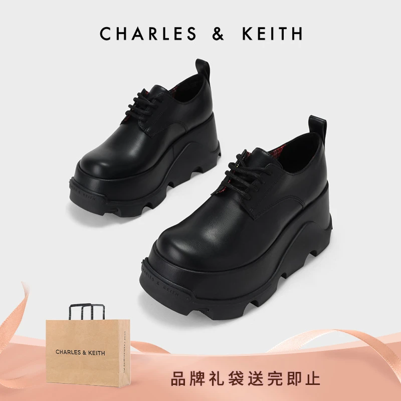 CHARLES & KEITH女士时尚百搭系带厚底乐福德比鞋 CK1-70360151