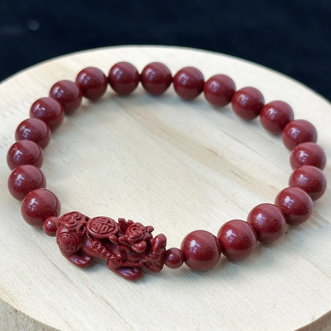 天然辰砂朱砂貔貅手串手链男女款