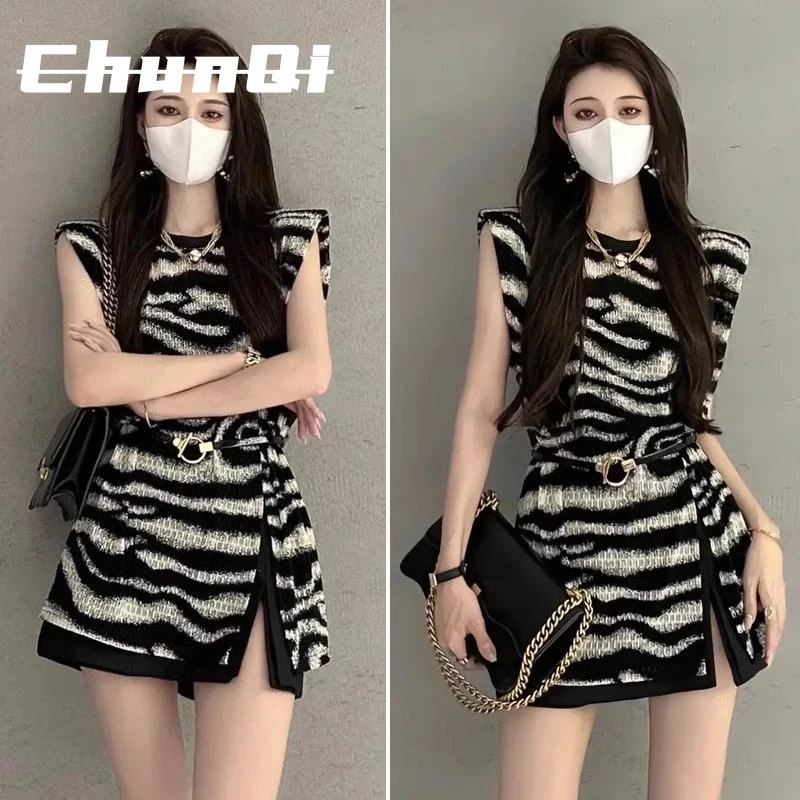 淳启御姐风高级感时尚套装女夏季新款气质条纹上衣西装短裤两件套