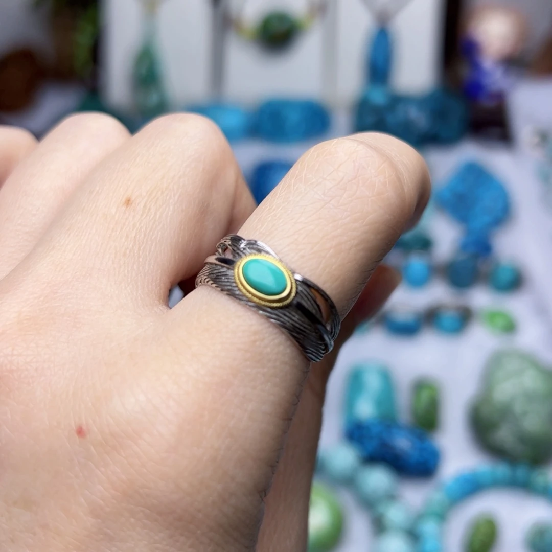 绿松石珠宝奇石银S925镶嵌