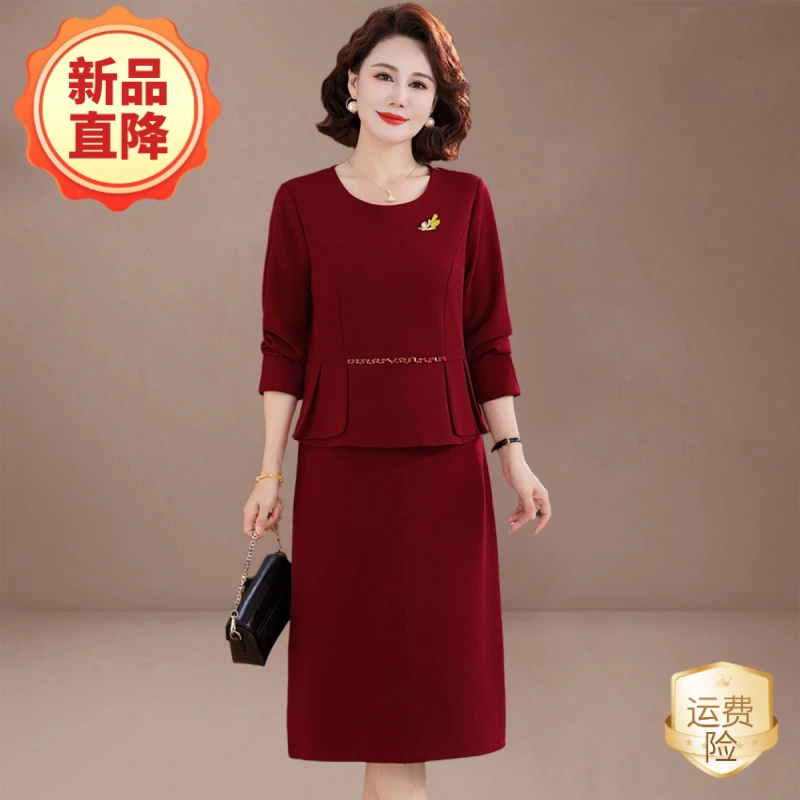 喜婆婆婚宴装2025新款妈妈秋冬结婚礼服中老年女装春秋端庄连衣裙