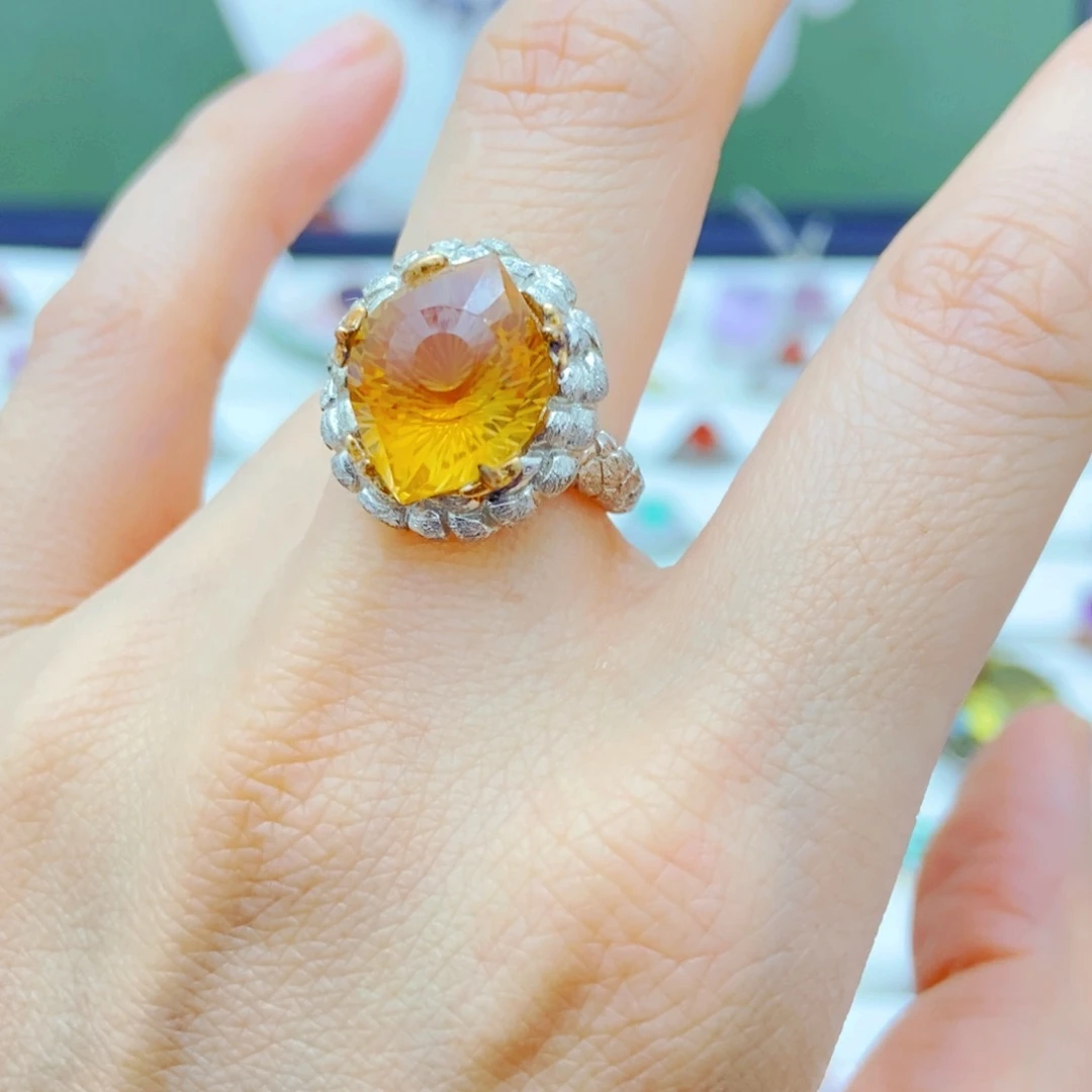 银S925镶嵌戒指黄晶