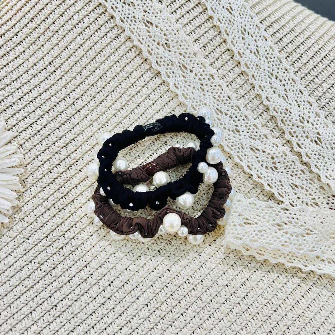 FS-55新款绑马尾珍珠高弹力耐用牢固小肠发圈