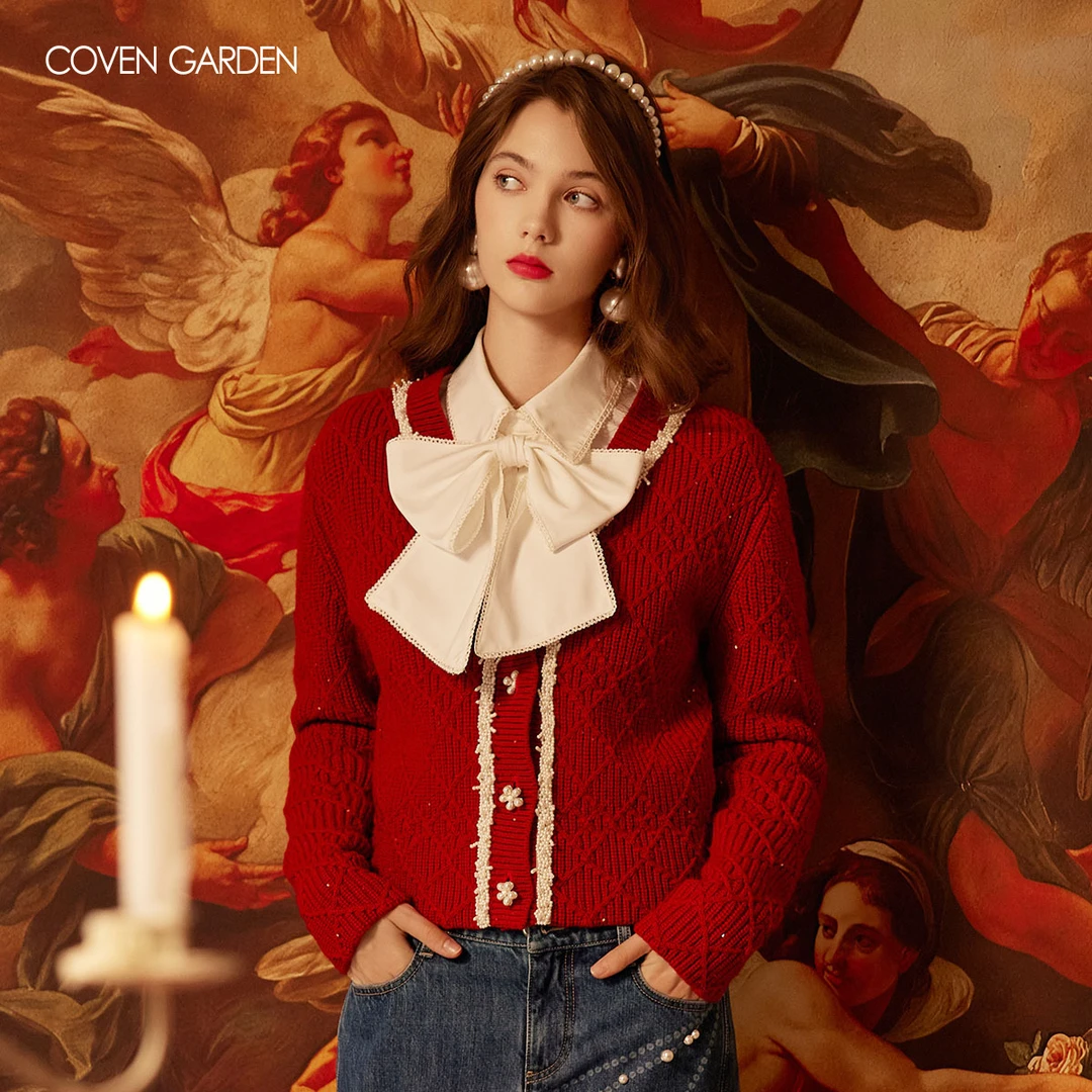 【哥文花园】重工针织衫2025冬季新款高级感短款上衣CSA4033190