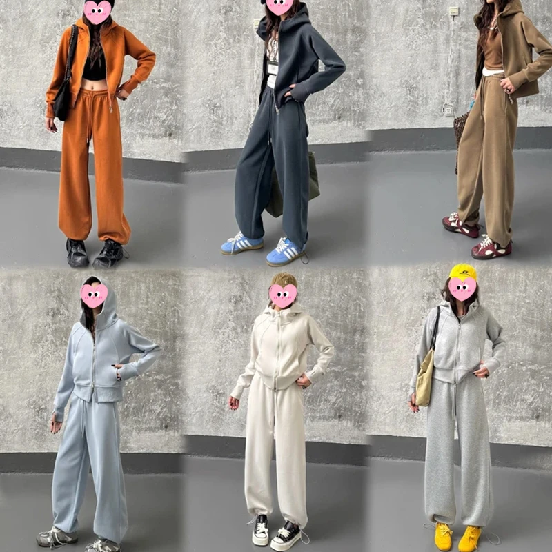 2025早秋新款显高显瘦时尚套装女洋气百搭休闲连帽长袖卫衣两件套