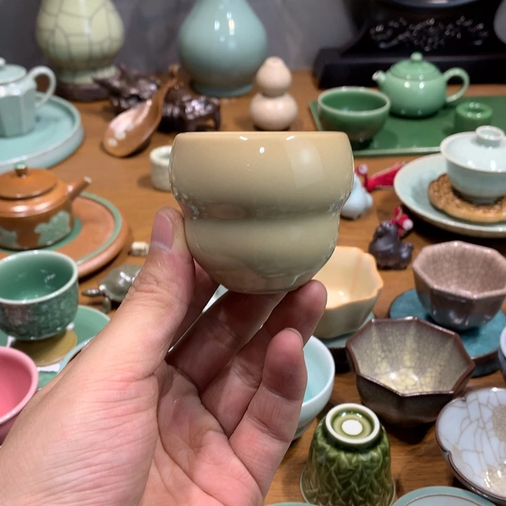 龙泉青瓷米黄釉葫芦