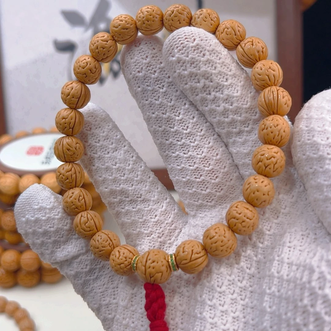 桃核手串小*1.1加「水晶肘子」野生桃核手持