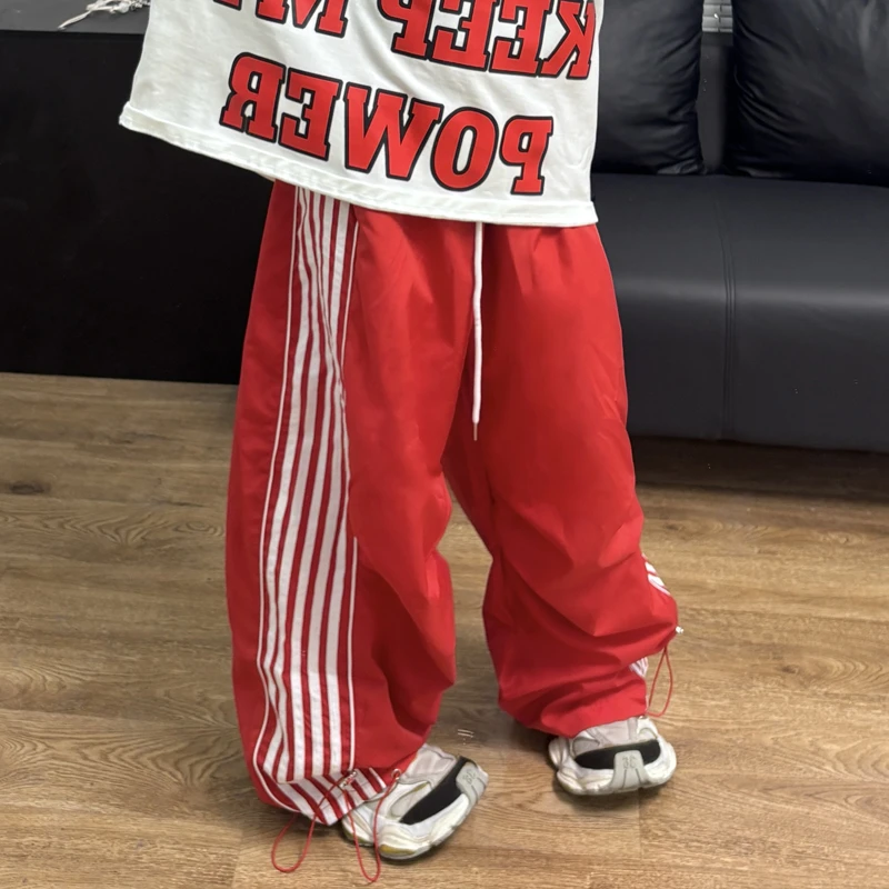 ANDLIFE品牌【五条杠】巴家版型潮牌男女同款夏秋运动休闲裤伞兵裤