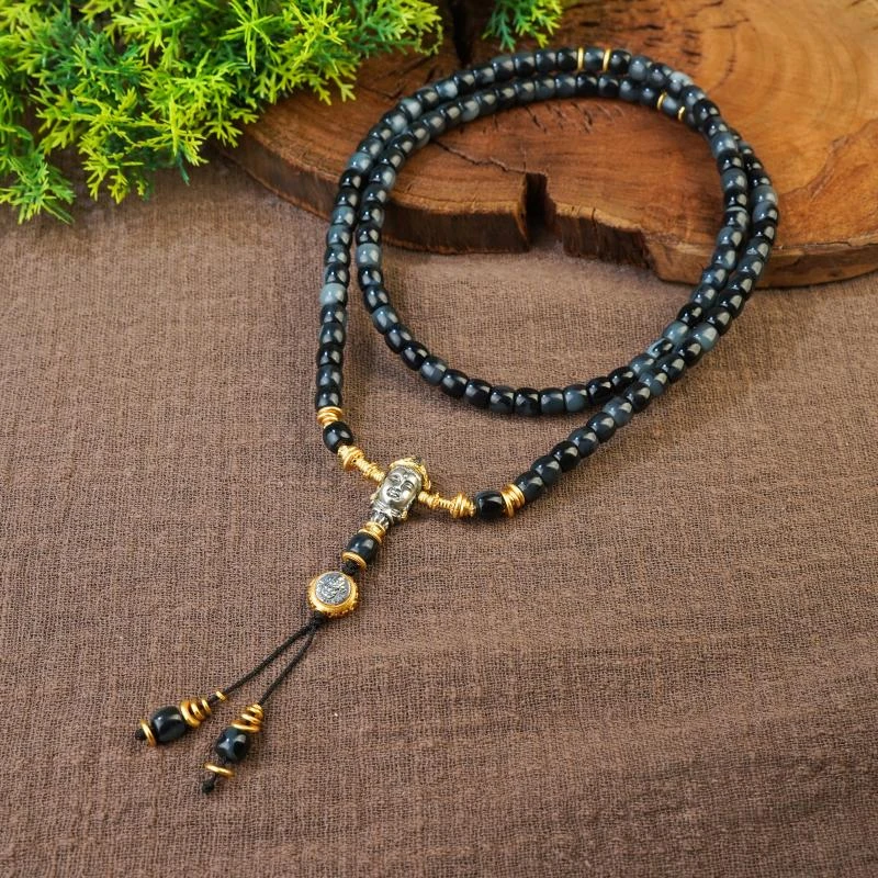 【香掌柜】阿拉玛斯直切珠和田玉青花多圈手串（发一件）