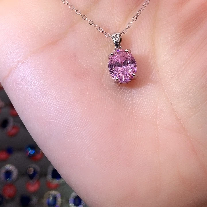 蓝宝石吊坠(赠链)银S925镶嵌