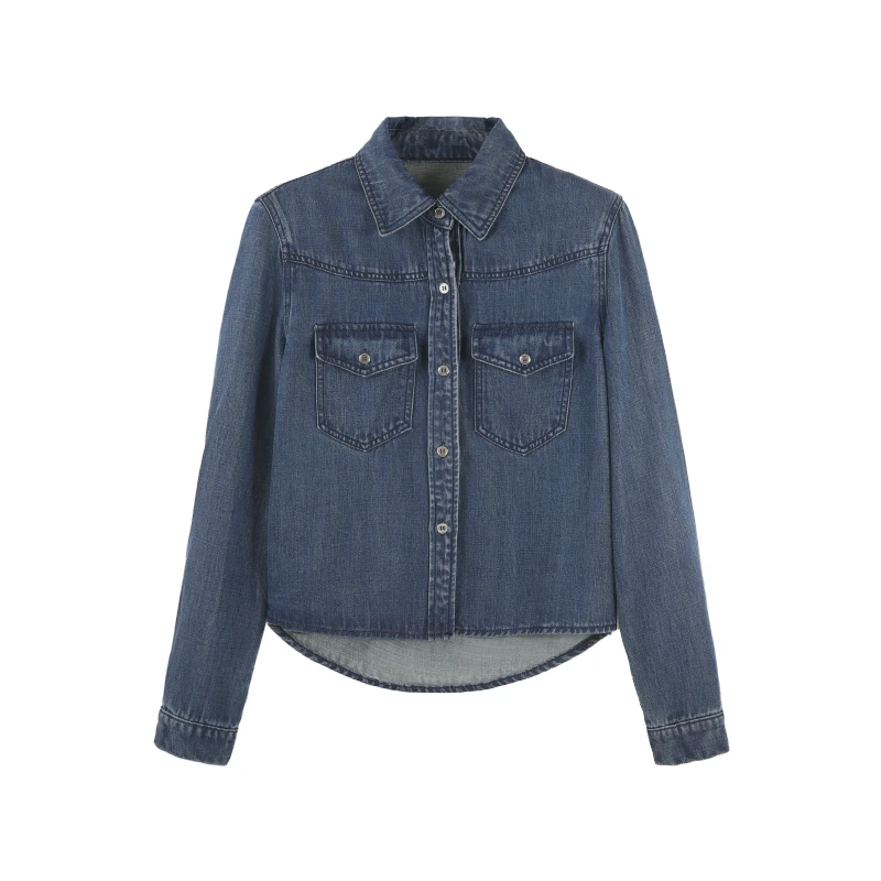 2025春秋季新款高级感女士港味显瘦衬衫女长袖牛仔上衣HBZC641241