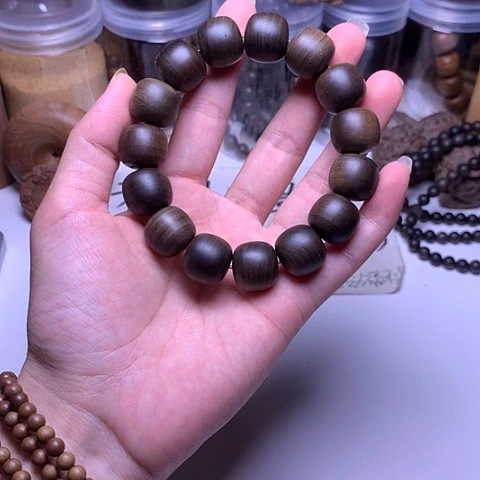 檀香木手串/手链老山檀香阴沉15/16横纹虎皮满纹