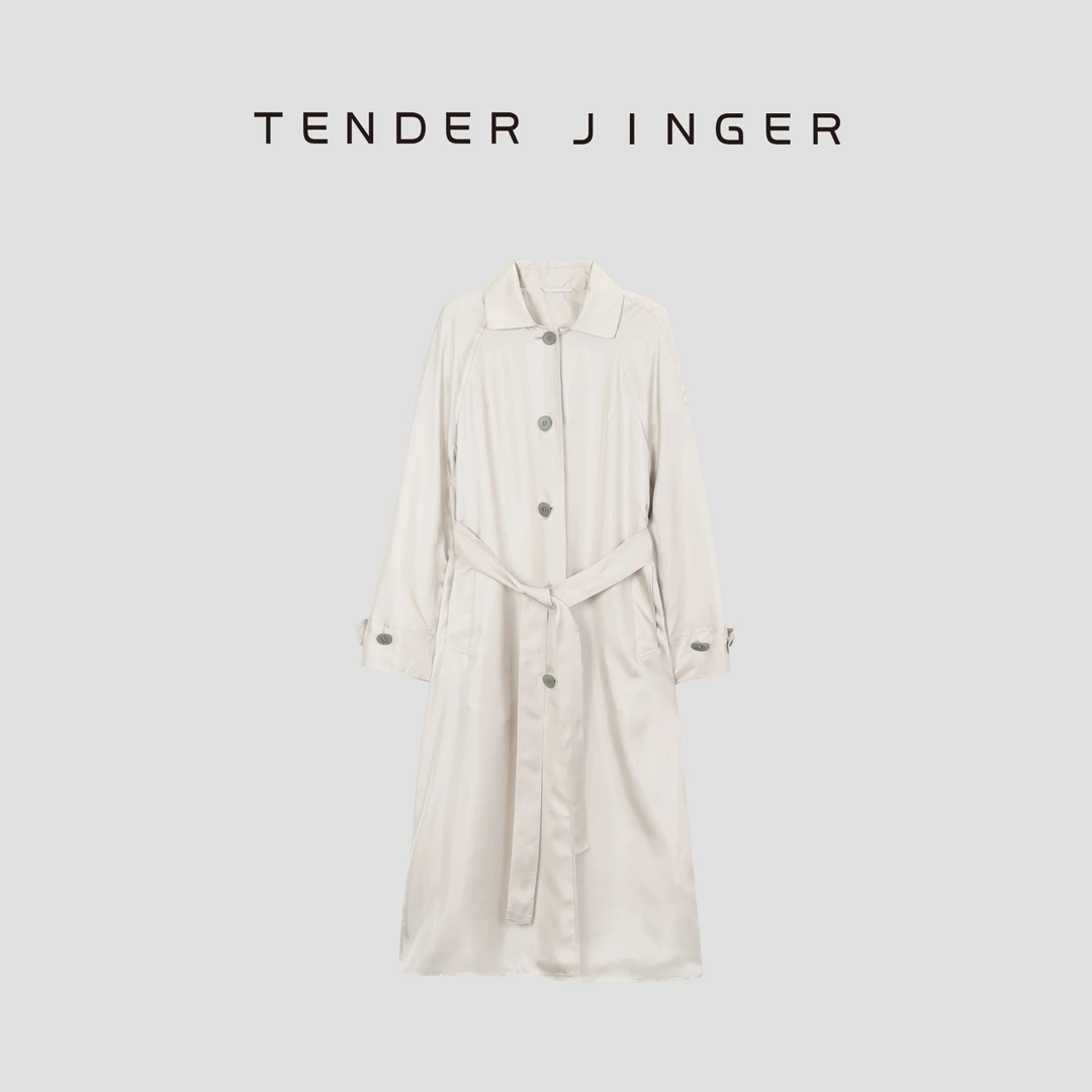 Tender Jinger【专柜】简约廓形收腰桑蚕丝风衣外套T51YUY80019