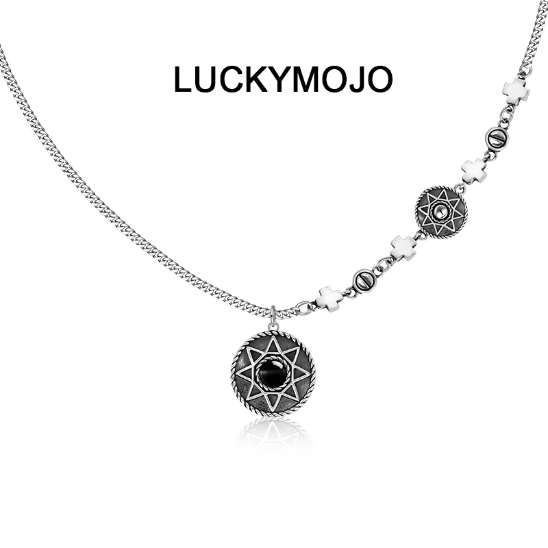 LUCKYMOJO 链子925银 小众个性设计感时尚星芒项链复古百搭坠链