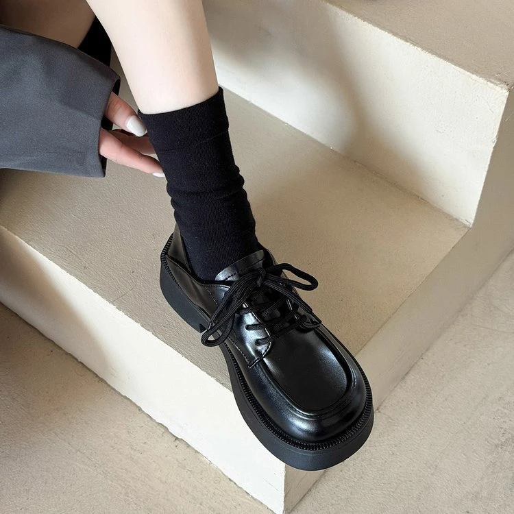 厚底配裙子小皮鞋女秋2025新款英伦学院风乐福鞋复古休闲百搭单鞋
