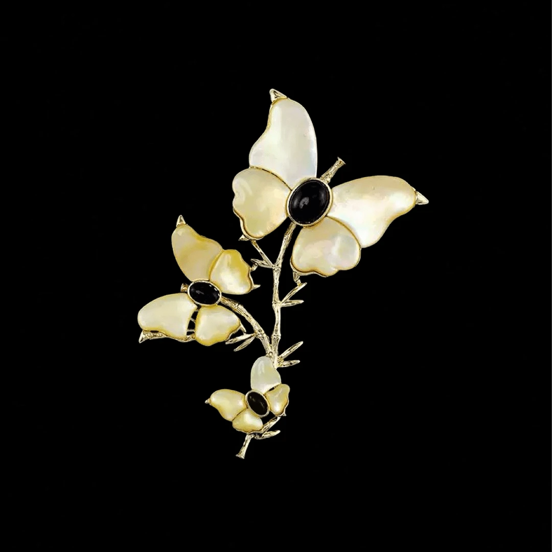 铜合金贝壳胸针 时尚气质百搭金贝蝴蝶胸针5389