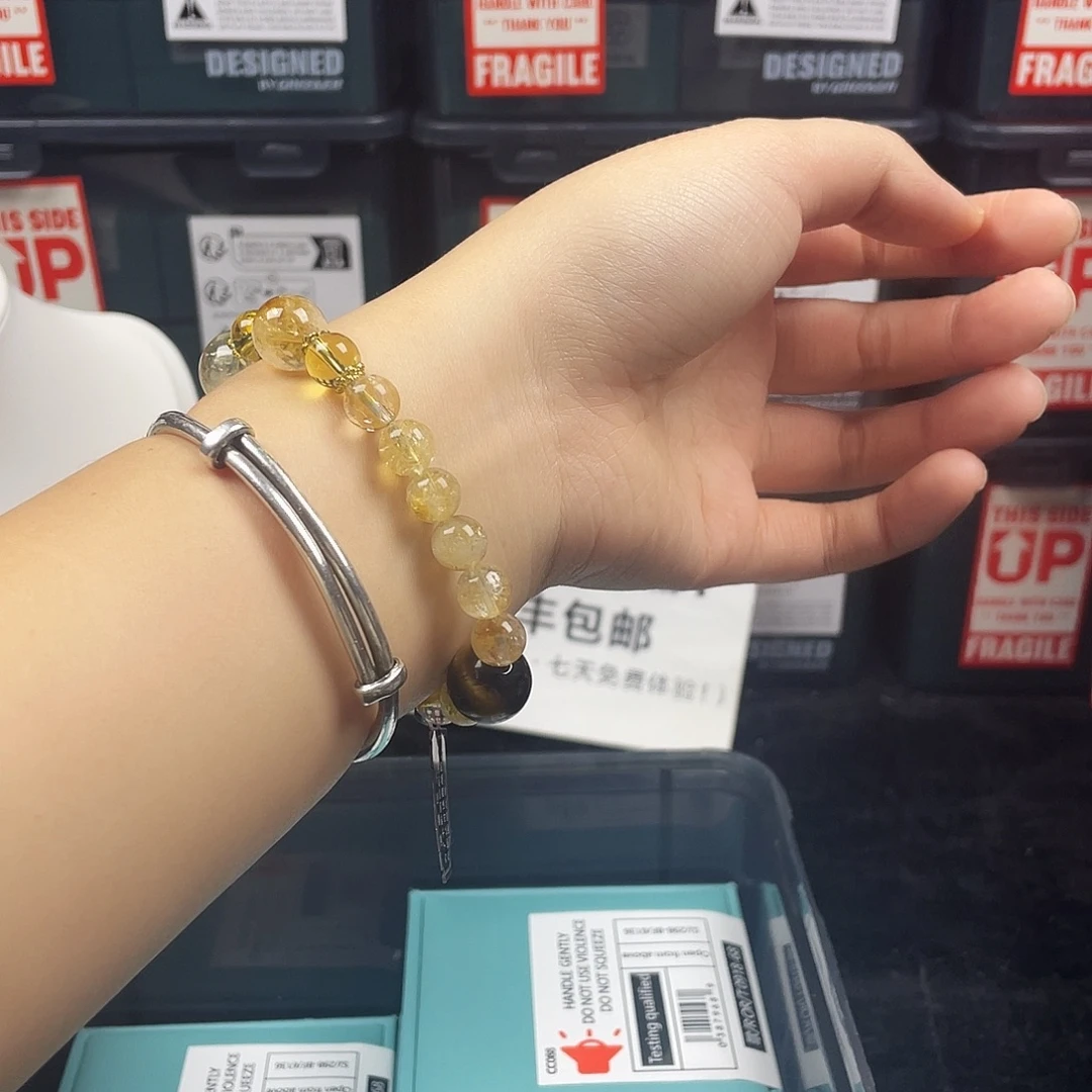 烟晶手链银S925镶嵌