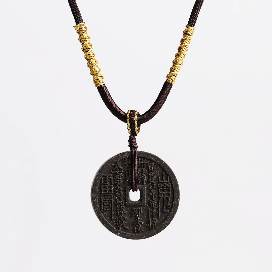 山鬼花钱合香牌天然挂件钱币佛珠项链毛衣链