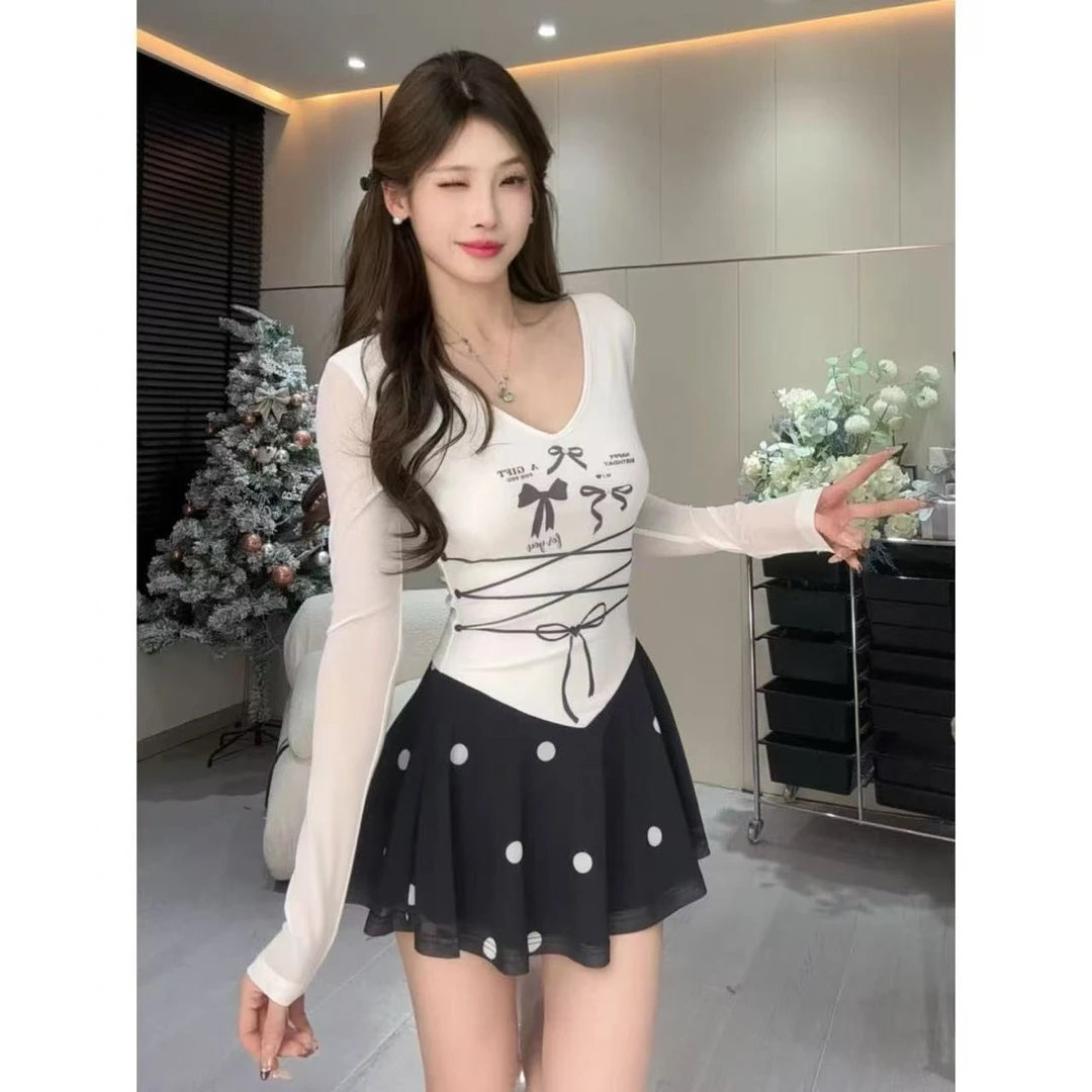 【水稻推荐】芭蕾感印花U领纽扣显瘦甜美长袖连衣裙LZQ80-1