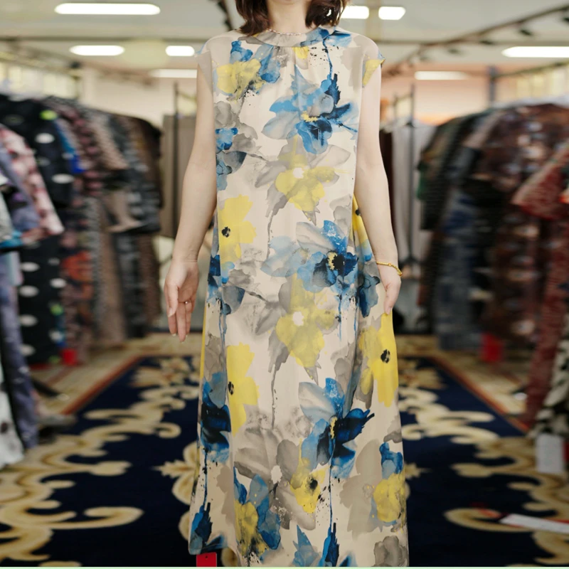 夏季新款女装时尚气质百搭吊带背心收腰连衣裙洋气妈妈装6450