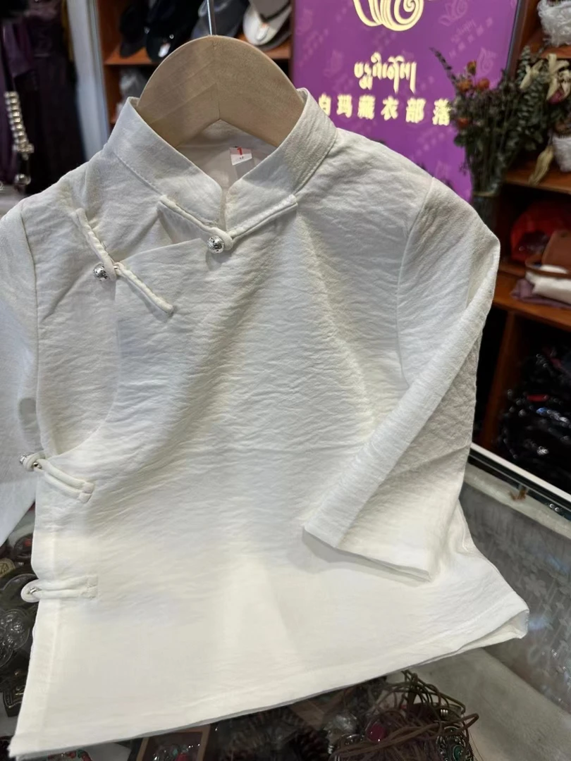 藏式白色夏季衬衣2025复古新款衬衣