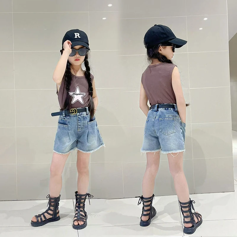 女童夏季上衣2025新款3-12岁小女孩打底外穿网红洋气纯棉休闲背心