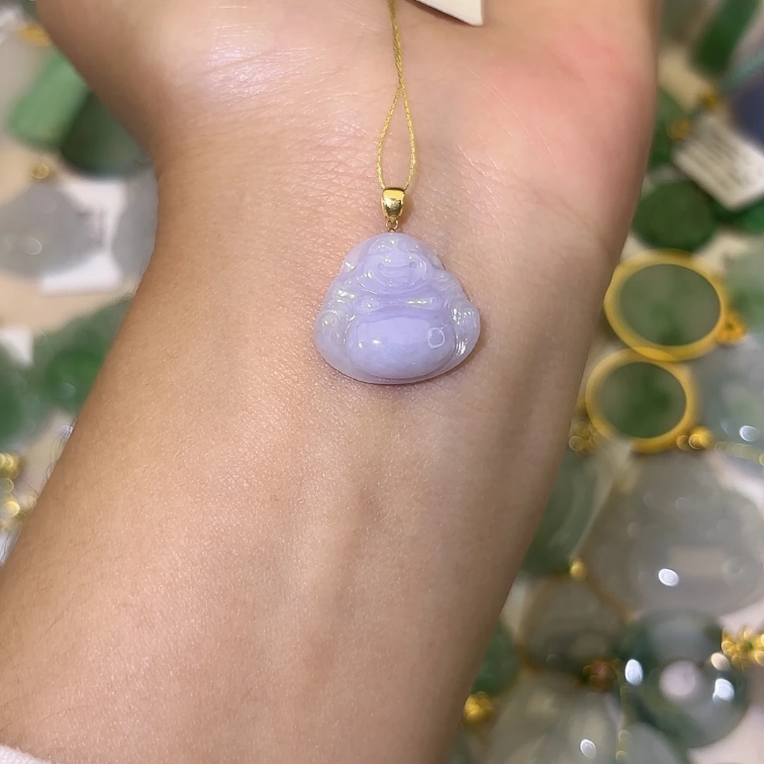 x***.翡翠18K金镶嵌颈饰佛公