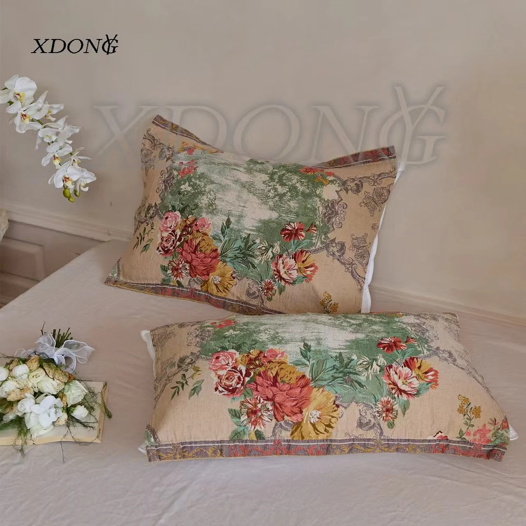 XDONGY（冬云家纺）高定52*74锦绣 湖边花 超柔枕巾一对装
