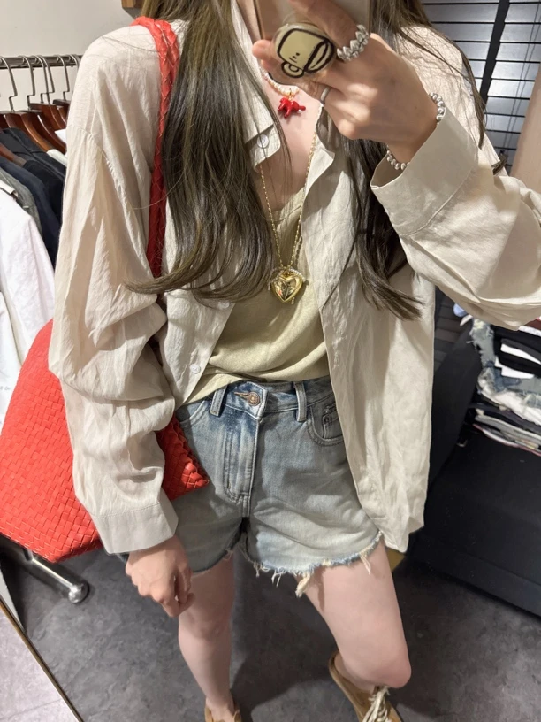 【思含】夏季薄款带背心纯色两件套