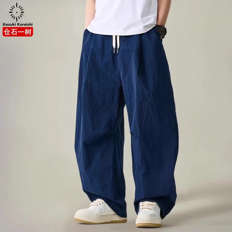 仓石一树潮牌夏季薄款阔腿伞兵工装裤宽松复古休闲速干情侣直筒裤