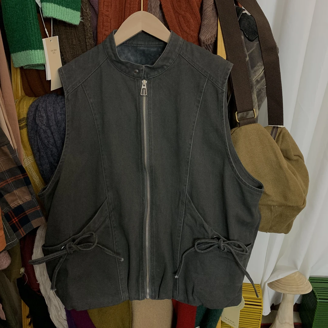 夏蝉灰马甲沉香咖夹棉马甲