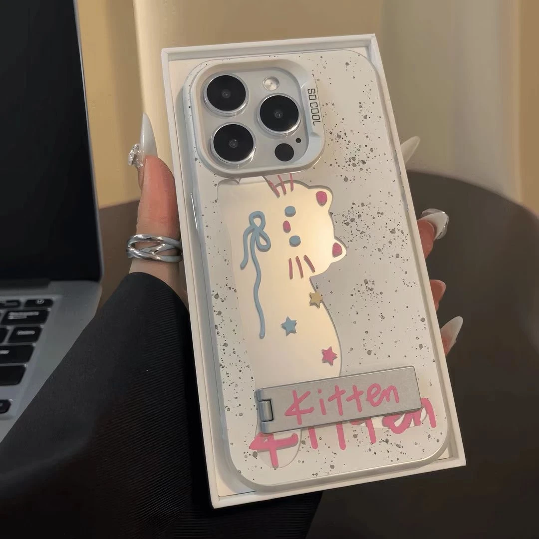 镂空猫咪支架适用苹果16Promax手机壳大孔16幻彩暴款15网红潮牌