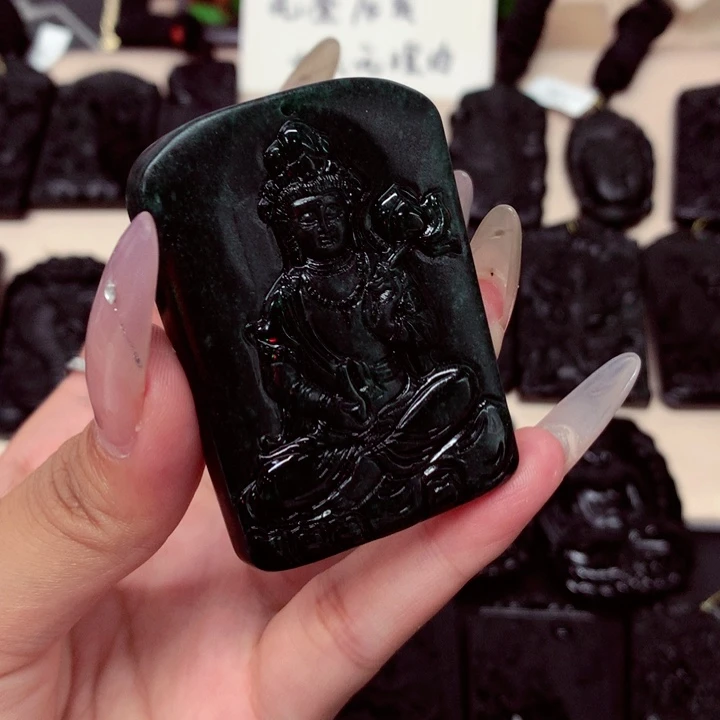 吊坠(不含链)未镶嵌翡翠天然a货钢琴黑挂件