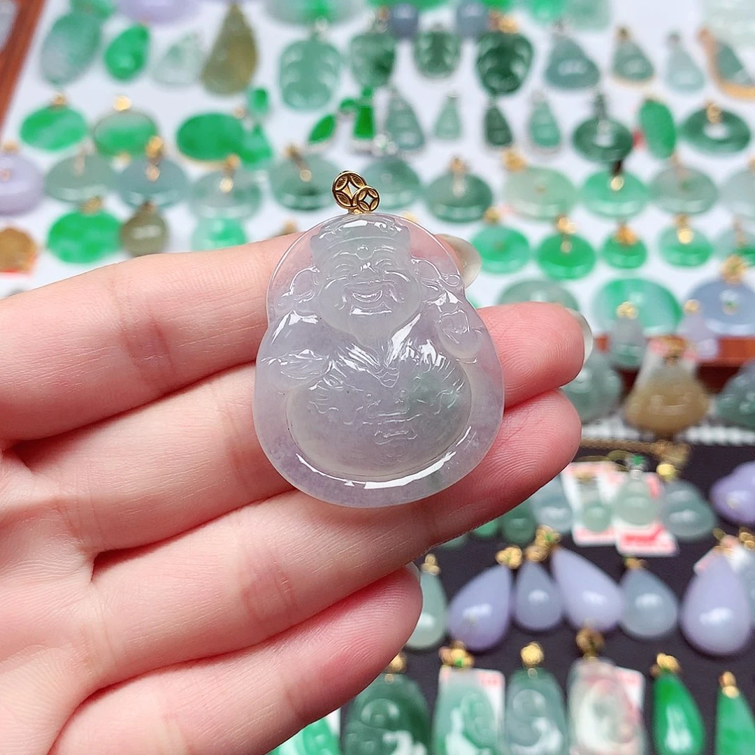 翡翠18K金镶嵌颈饰天然翡翠A货