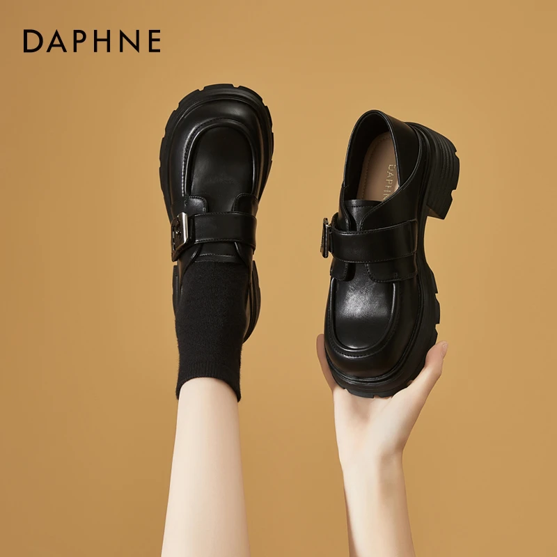 达芙妮英伦风两穿小皮鞋女2025年春季新款复古乐福鞋厚底百搭单鞋