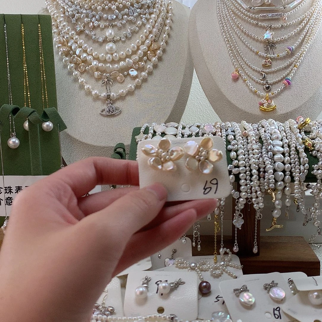 合金耳饰淡水珍珠