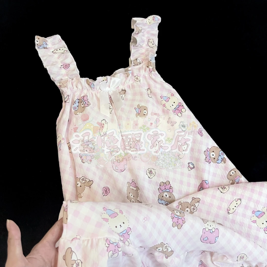 新款《轻松熊》夏季甜美吊带单裙子卡通天爽棉少女家居