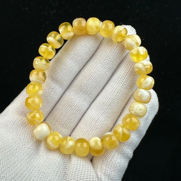 Y4673 天然原矿蜜蜡手串8+mm 9g抖音基地质检发货