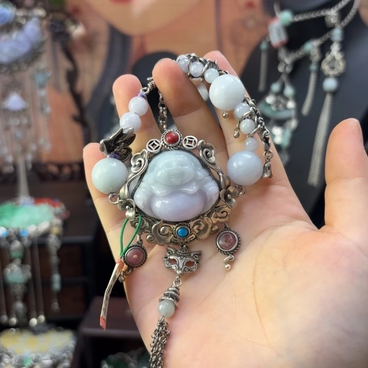 翡翠银S925镶嵌颈饰翡翠手链