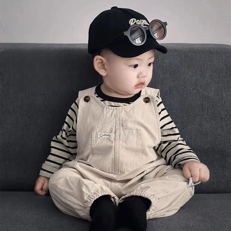 25新款宝宝春秋套装韩系婴儿秋装衣服春秋款婴幼儿背带裤外出服潮