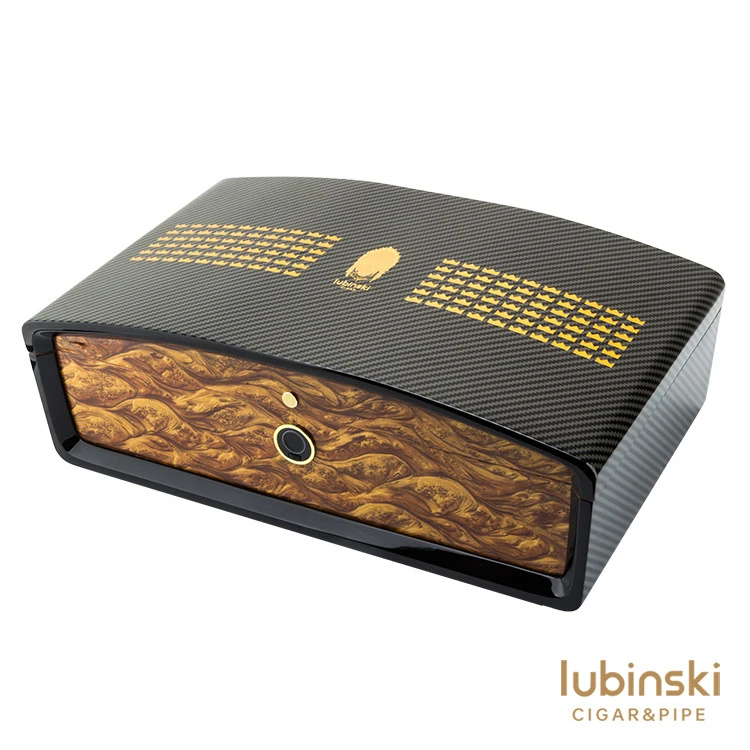 LUBINSKI鲁宾斯基雪茄烟盒指纹锁碳纤纹大容量雪松木雪茄盒雪茄箱