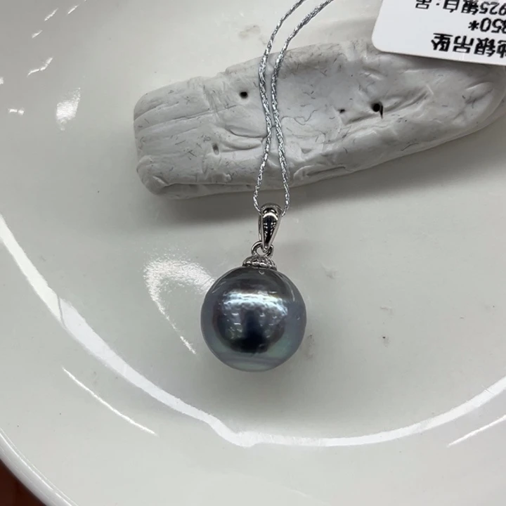 银S925镶嵌吊坠(不含链)海水珍珠12-13mm