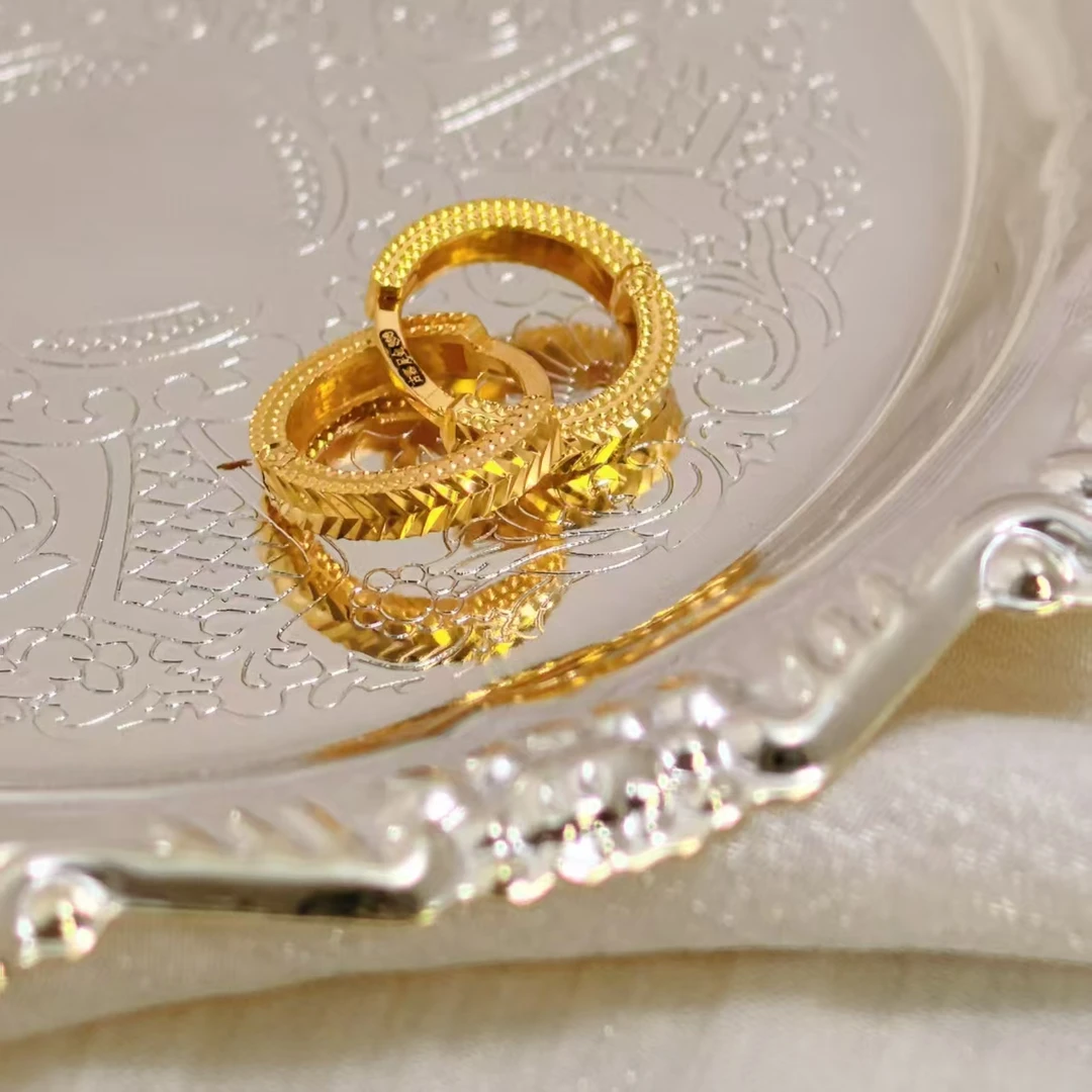 古鎏 直针弯针耳钉 足金耳饰 黄金耳钉