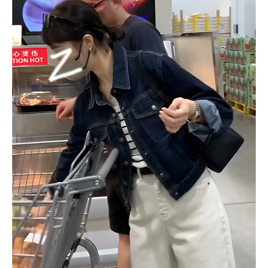 韩版复古牛仔外套女2025春季新款慵懒风显瘦百搭短款宽松夹克上衣