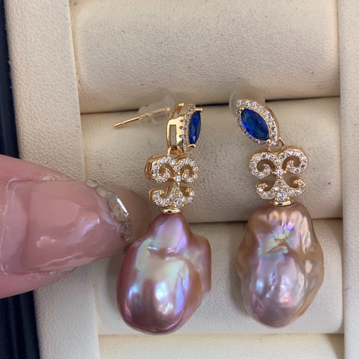 银S925镶嵌耳饰淡水珍珠