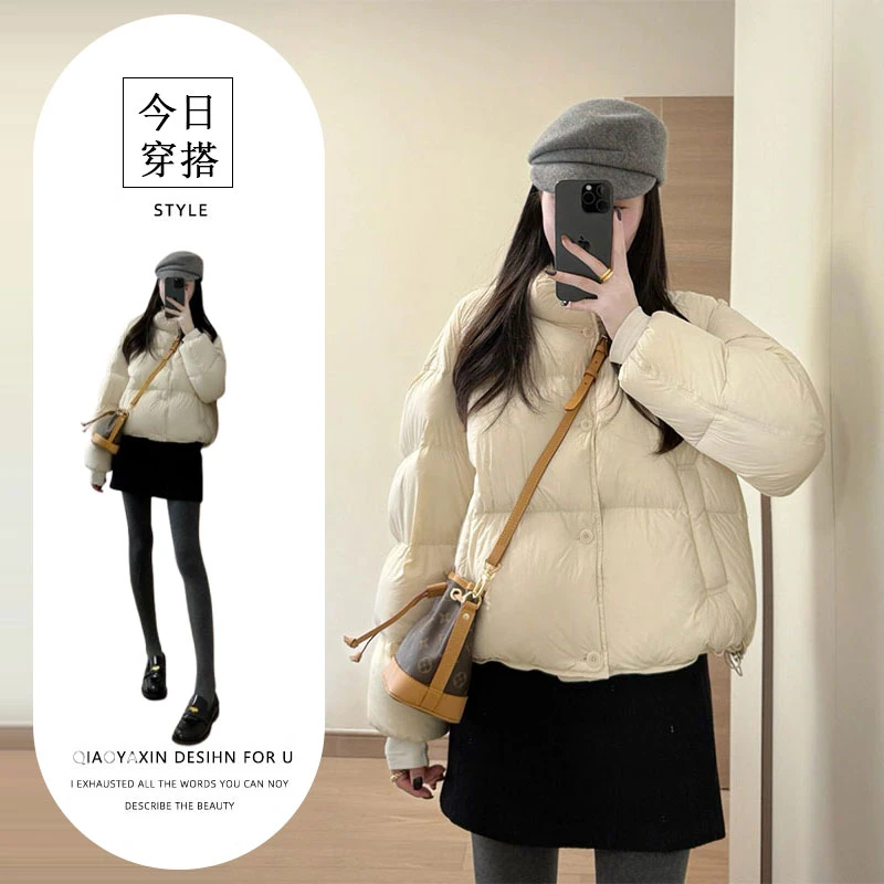 韩系高级感穿搭套装女秋冬季立领百搭单排扣外套a字半身裙两件套