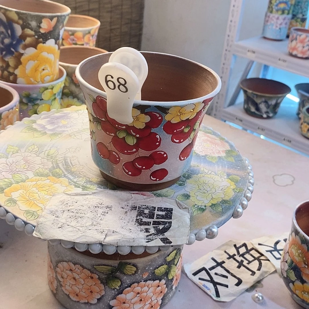 红泥花盆子*红陶手绘花盆