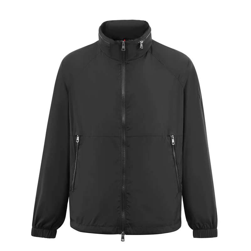 MONCIFB时尚休闲简约黑色净版冲锋衣外套拉链